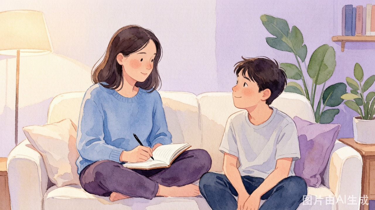 温暖的家庭场景插画