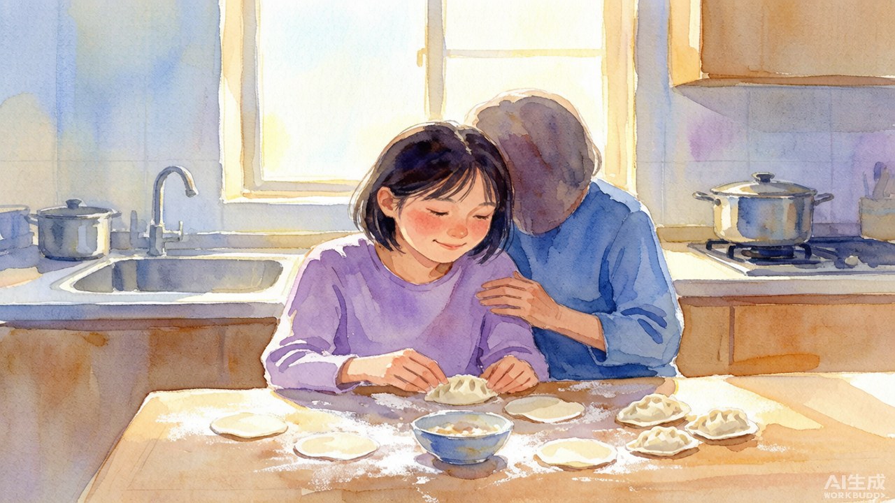温暖的家庭场景插画
