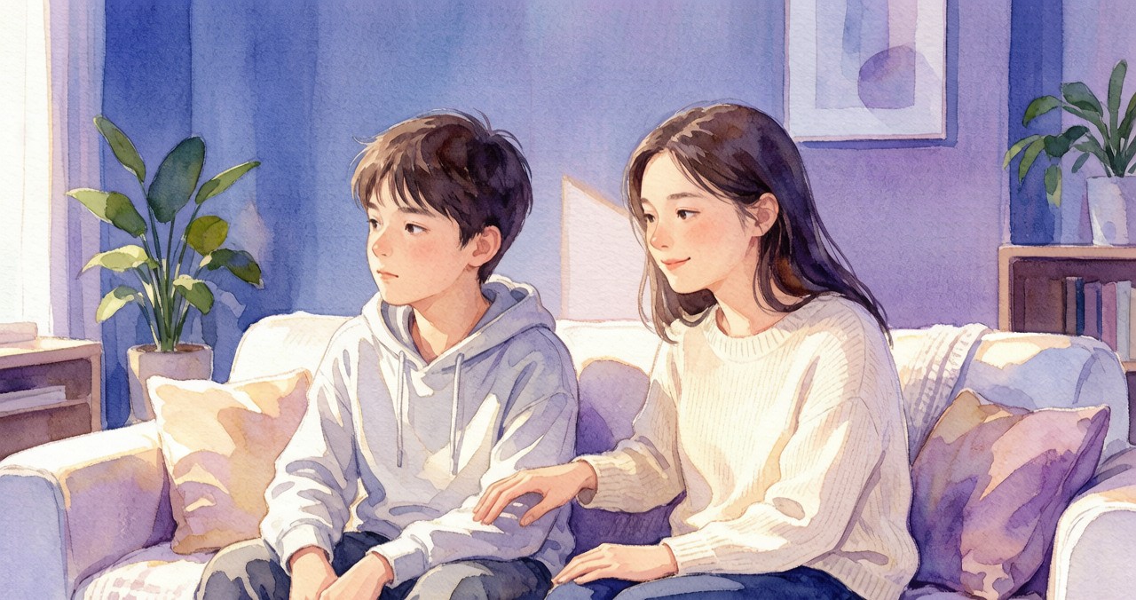 温暖的家庭场景插画