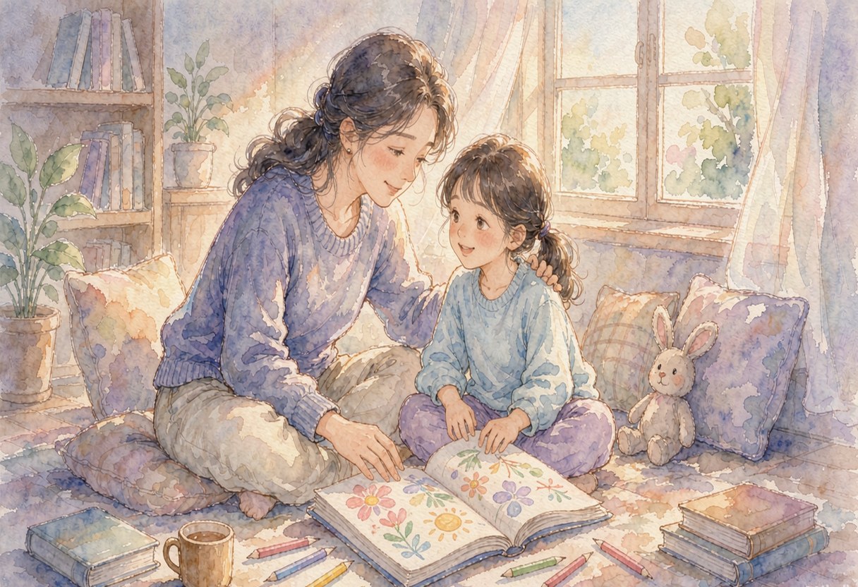 温暖的家庭场景插画