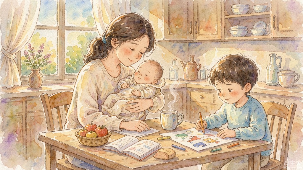 温暖的家庭场景插画