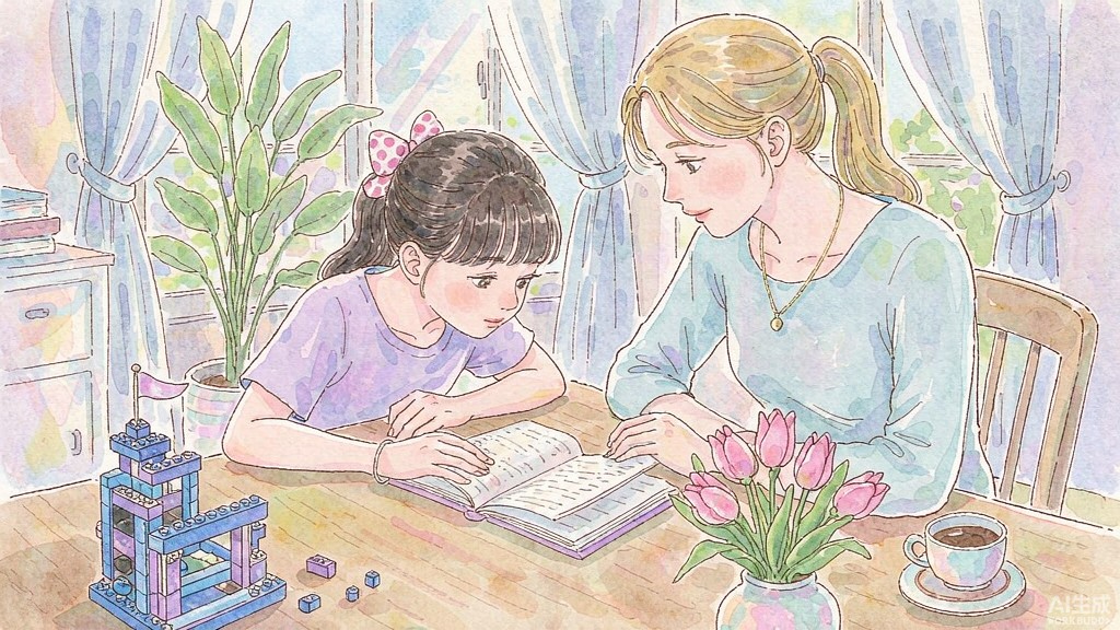 温暖的家庭场景插画